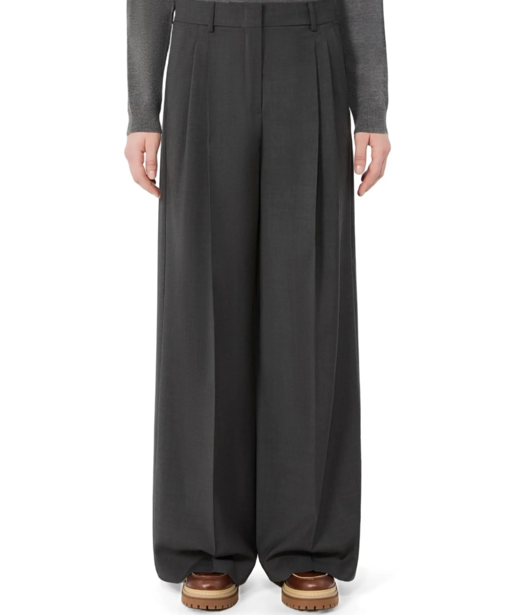 Adelfi Tela Pura Lana Natural dames pantalon grijs