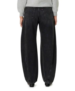 Baggy dad barrel dames jeans zwart