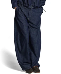 Balloon shape leg Light Cotton twill dames broek blauw