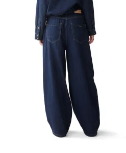Balloon shape leg Light Cotton twill dames broek blauw