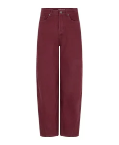 Barrel denim dames jeans bordeaux