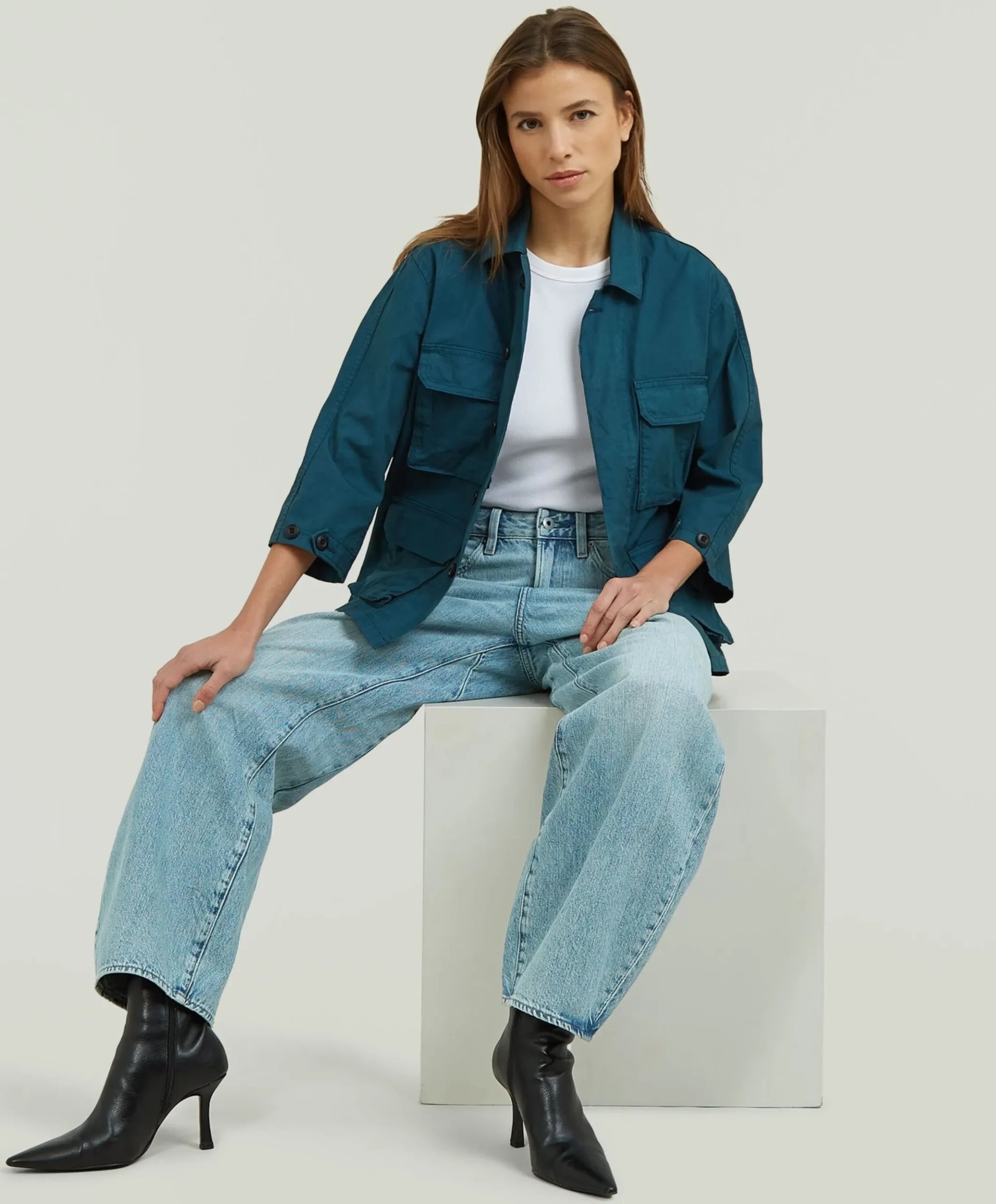 Barrel 3D Loose Wmn dames jeans blauw