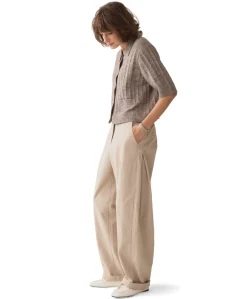 Barrel fit Cotton dames broek beige
