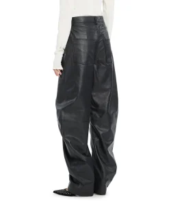 Barrel Leg Leather Pants dames broek zwart