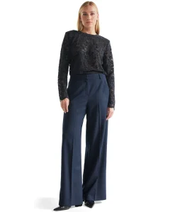 BERRA wb 403 extra wide leg long contrast ch dames broek blauw