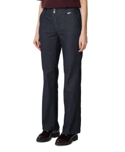 Bibette herringbone dames broek blauw