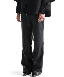 BINA pu 425 vegan leather wide fit long dames broek zwart