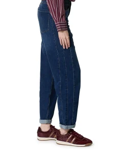 Caitlina side patch dark stone dames jeans blauw