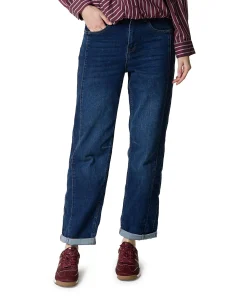 Caitlina side patch dark stone dames jeans blauw
