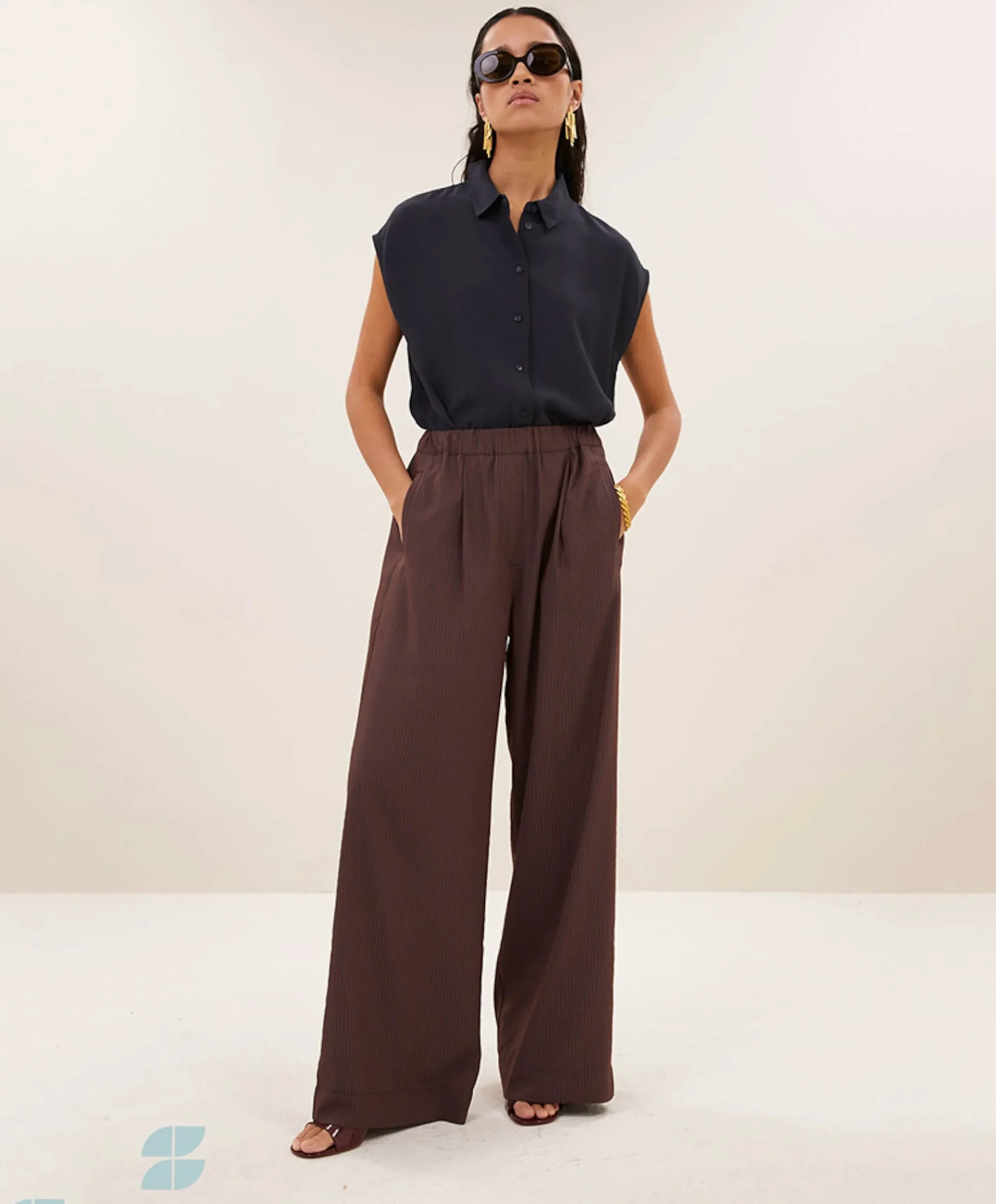 celin tan stripe dames broek bruin