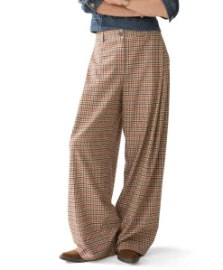 Check goji berry dames broek bruin