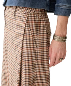 Check goji berry dames broek bruin