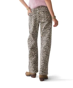 Cocoon Leopard printed twill dames broek beige