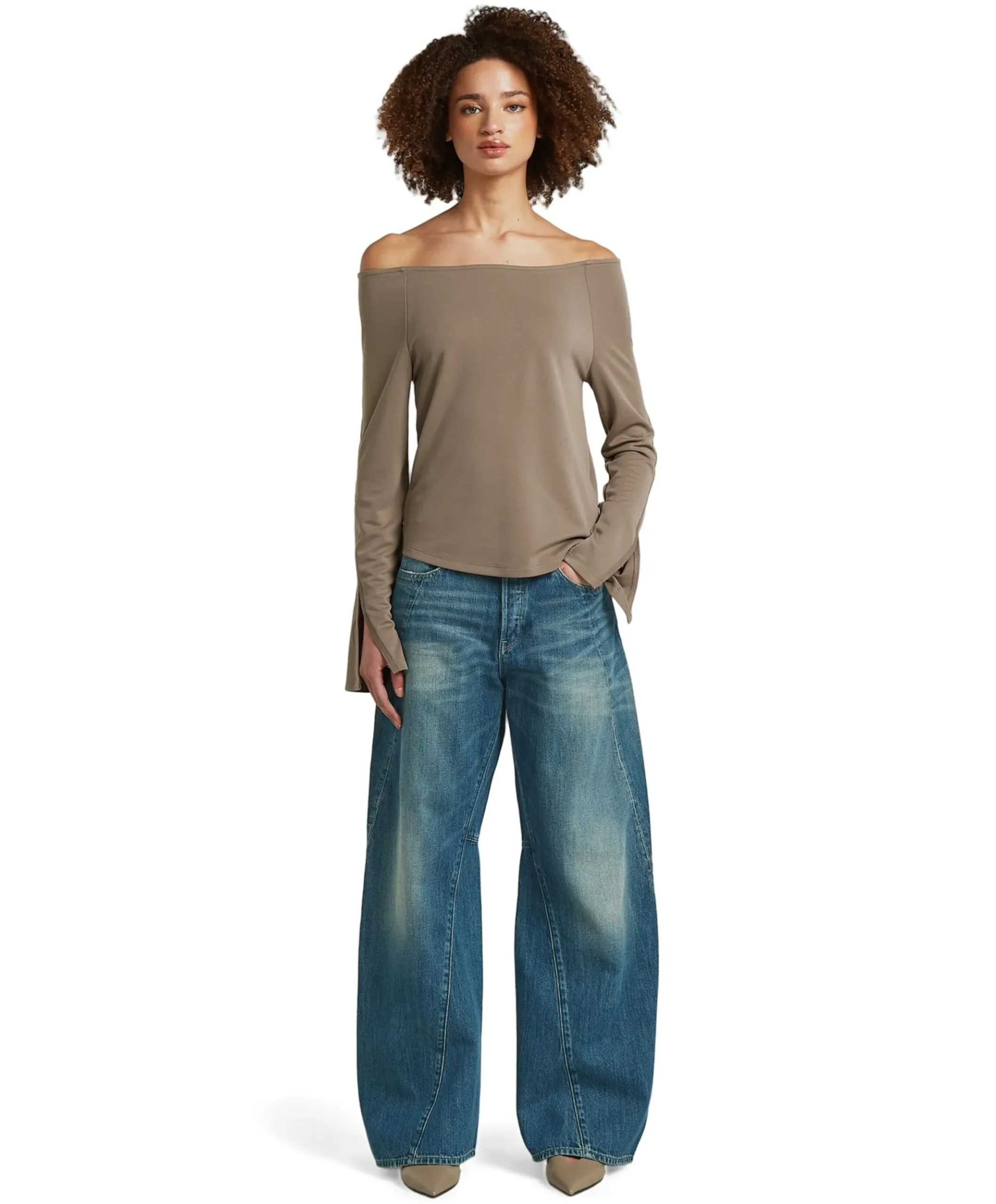 Contor 3D Wide Wmn dames jeans blauw