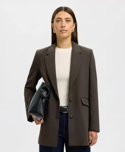 Dames blazer bruin