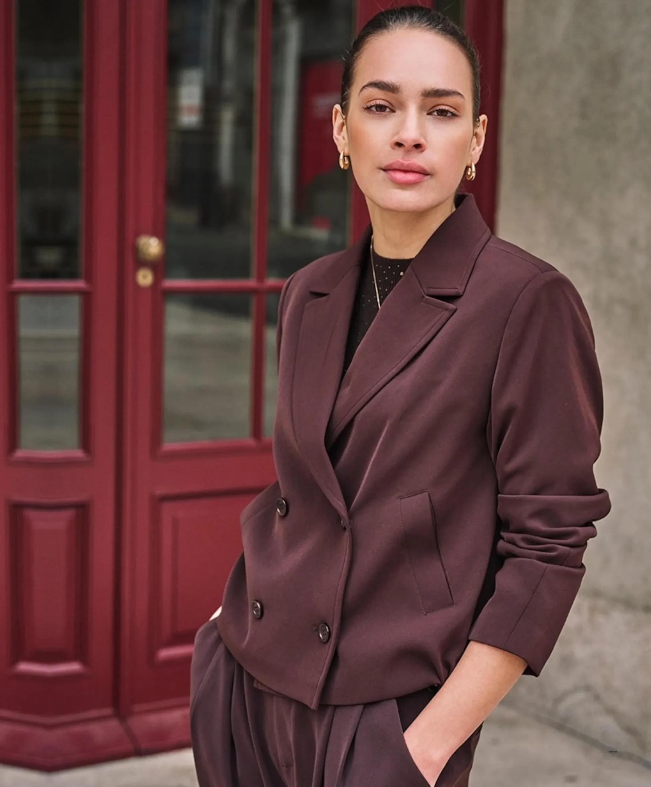 Dames blazer bruin