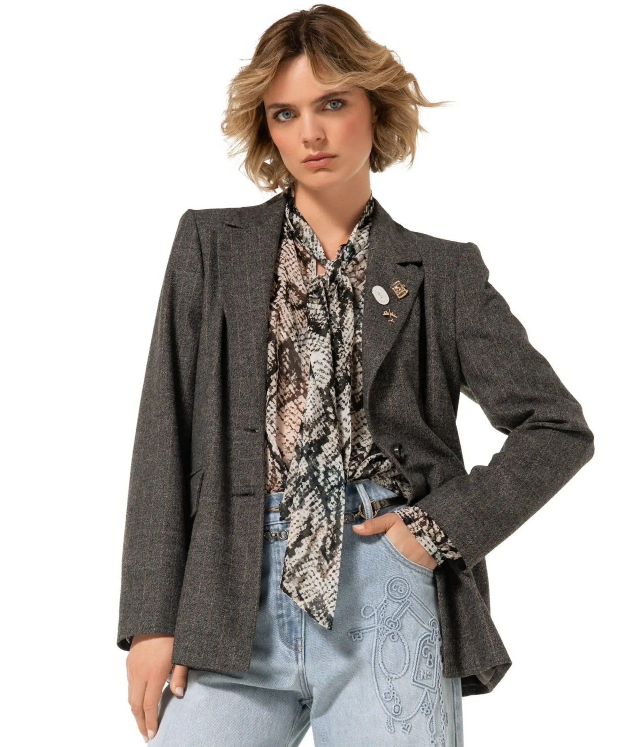 Dames blazer grijs
