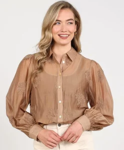 Dames blouse beige
