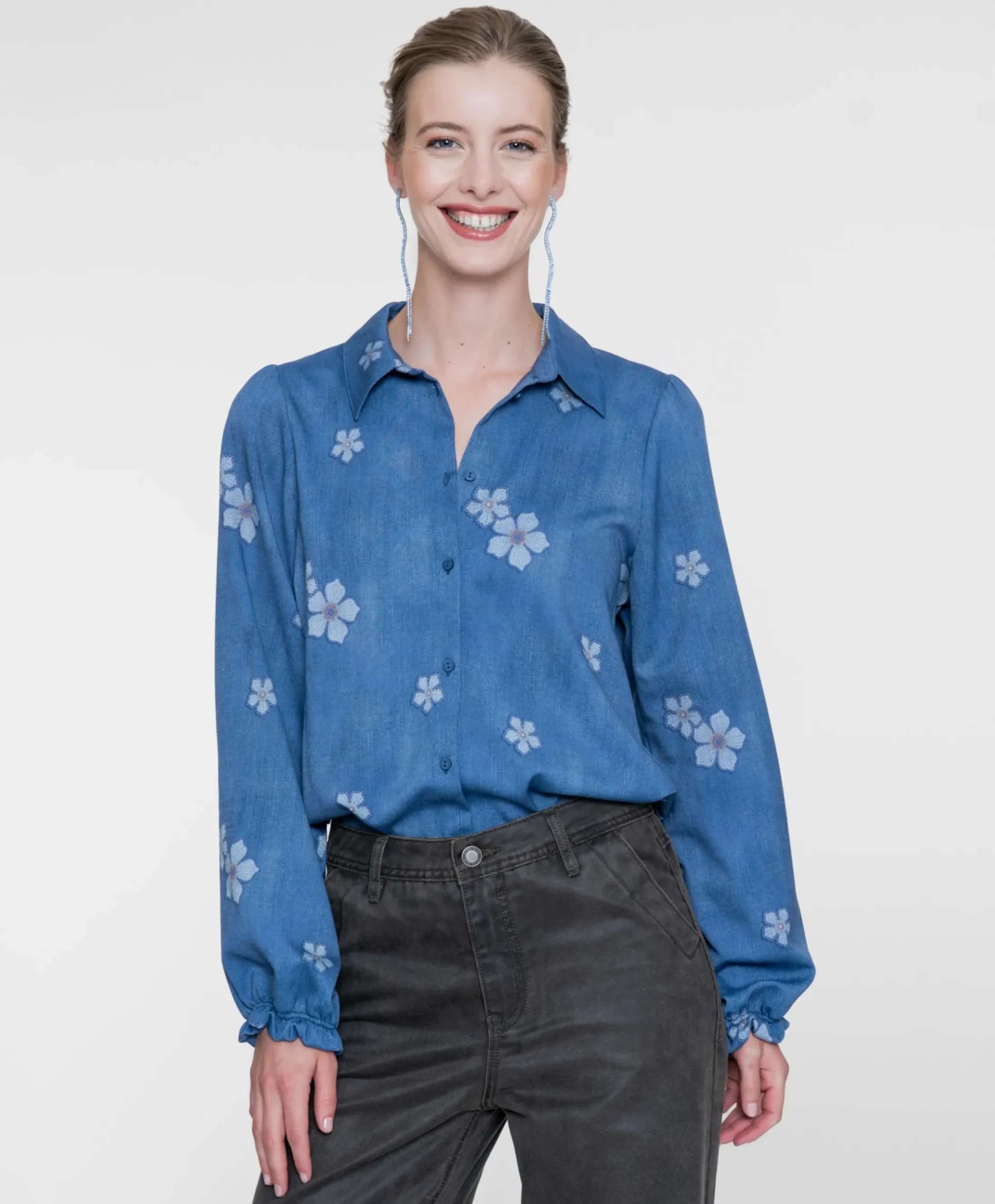 Dames blouse blauw