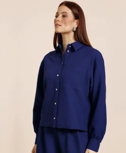 Dames blouse blauw