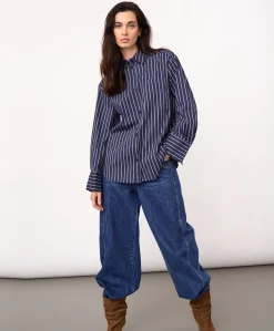 Dames blouse blauw