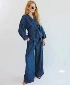 Dames blouse blauw