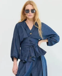 Dames blouse blauw