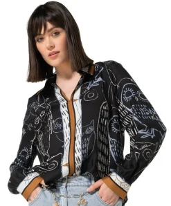 Dames blouse blauw