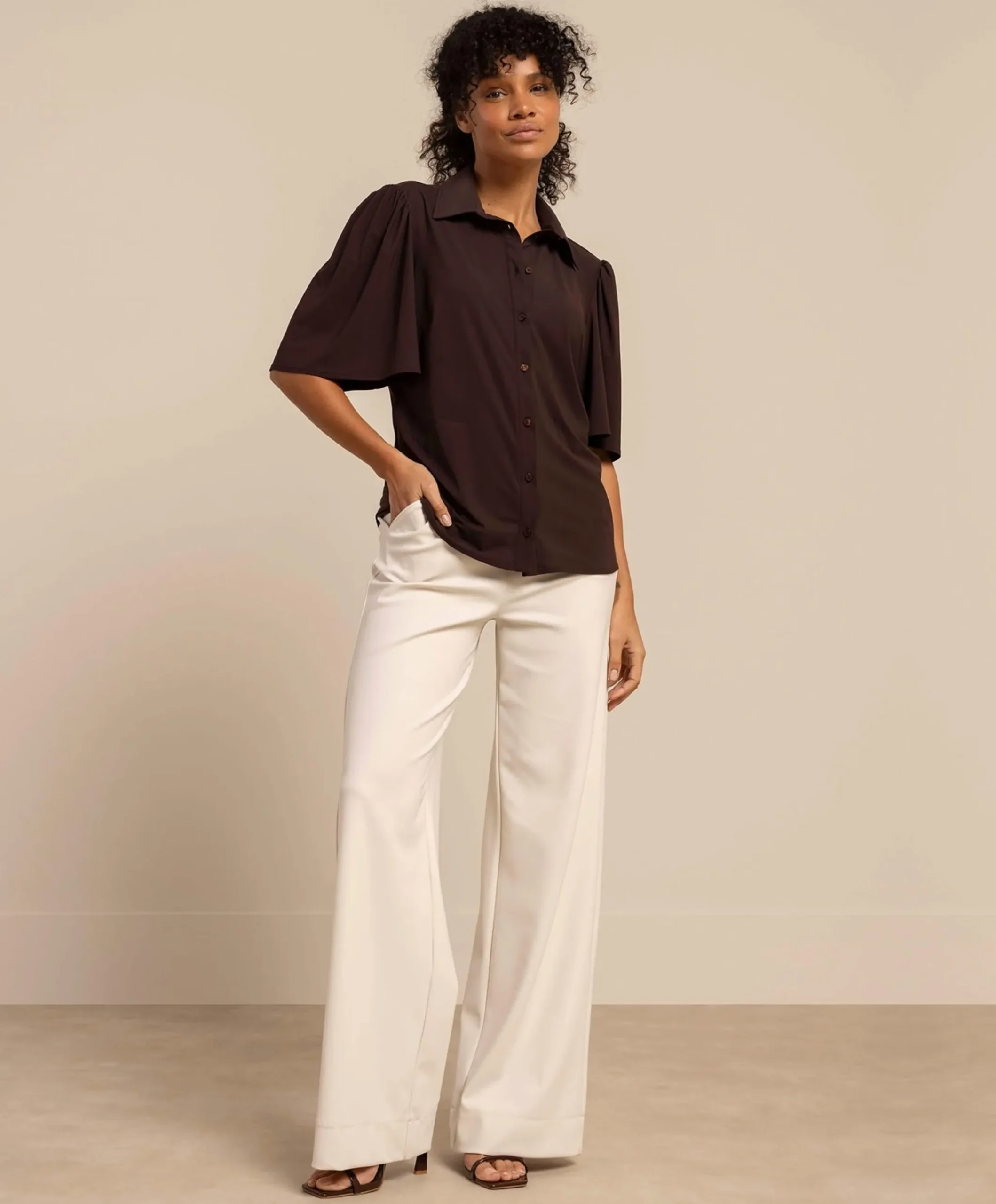Dames blouse bruin