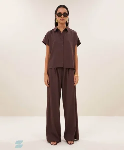 Dames blouse bruin