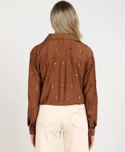 Dames blouse bruin