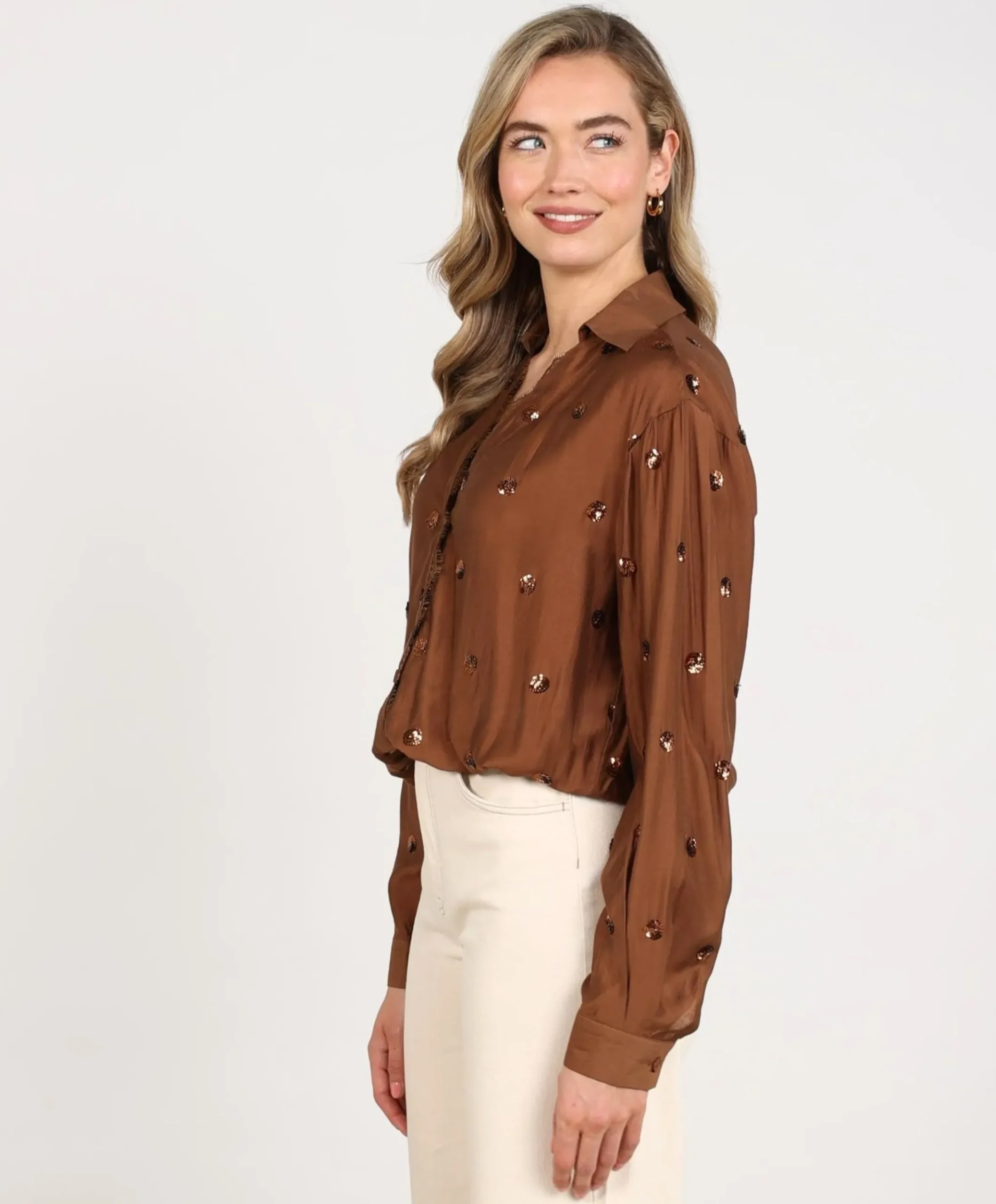 Dames blouse bruin