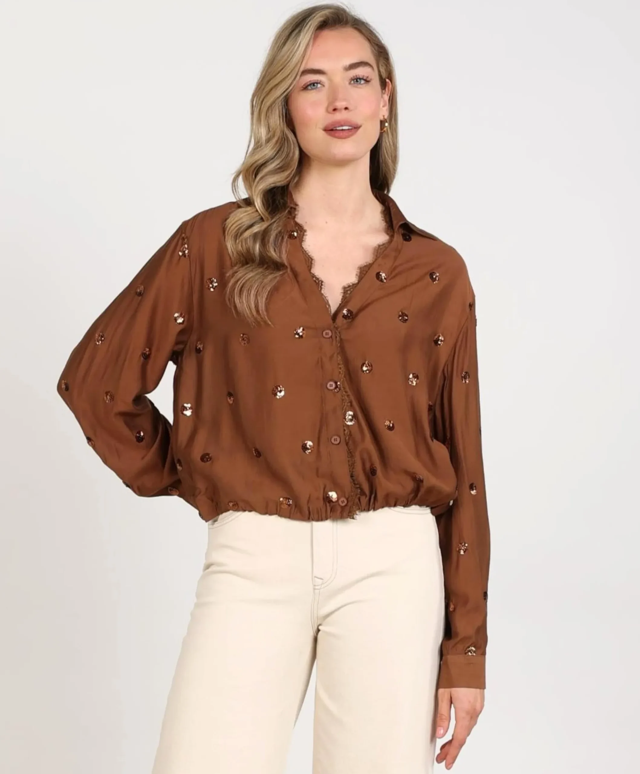 Dames blouse bruin