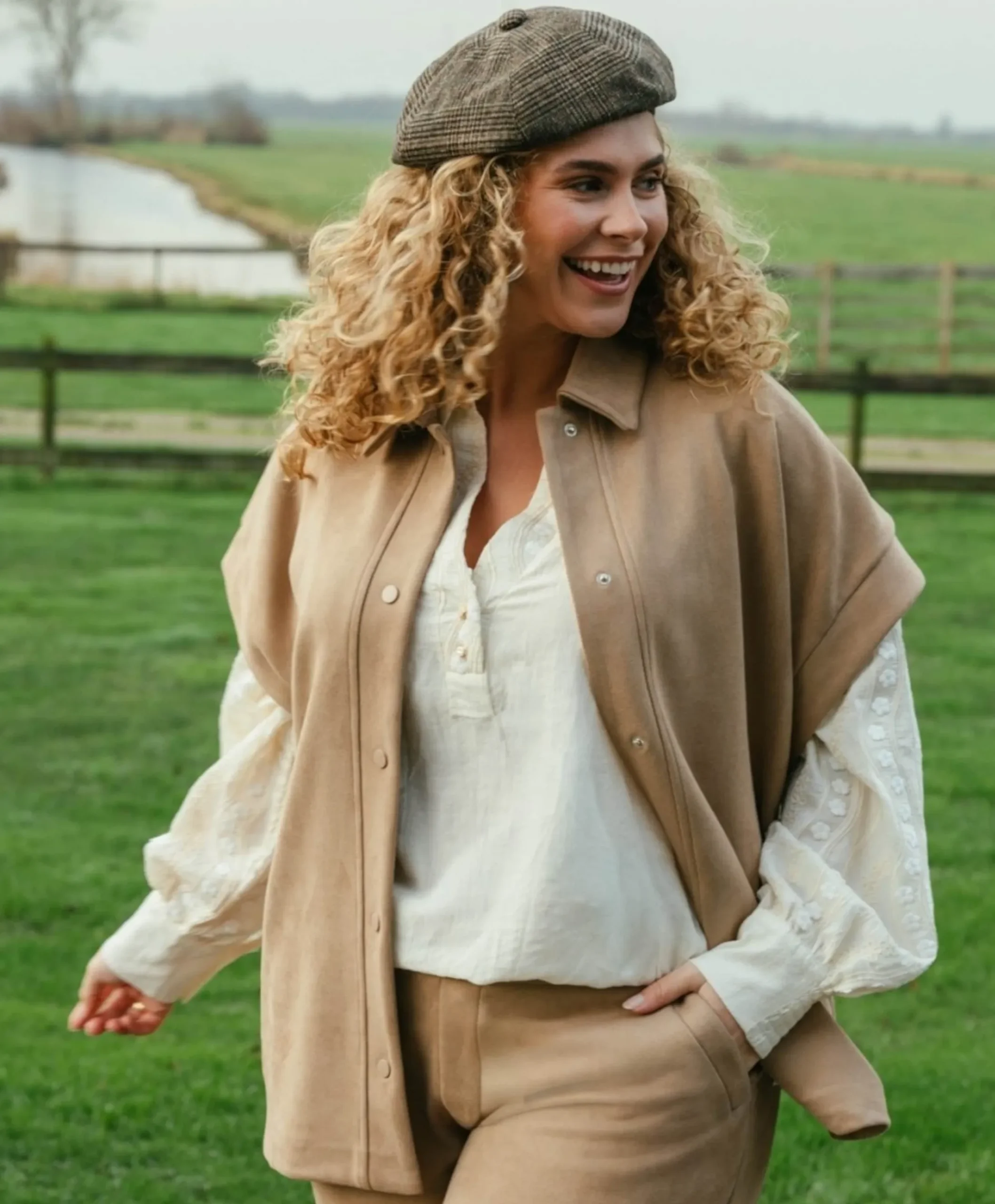 Dames gilet beige