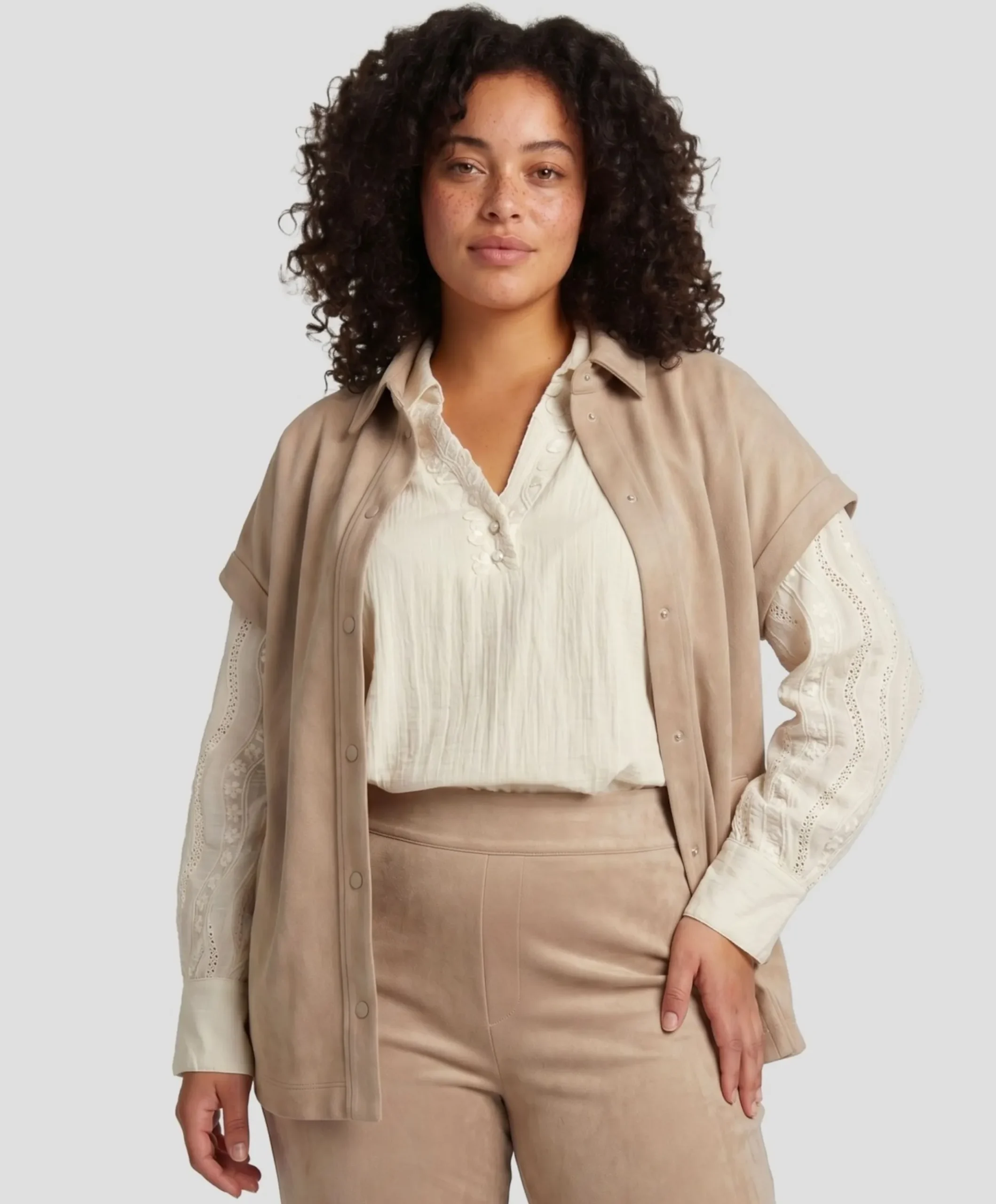 Dames gilet beige