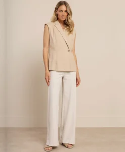Dames gilet beige