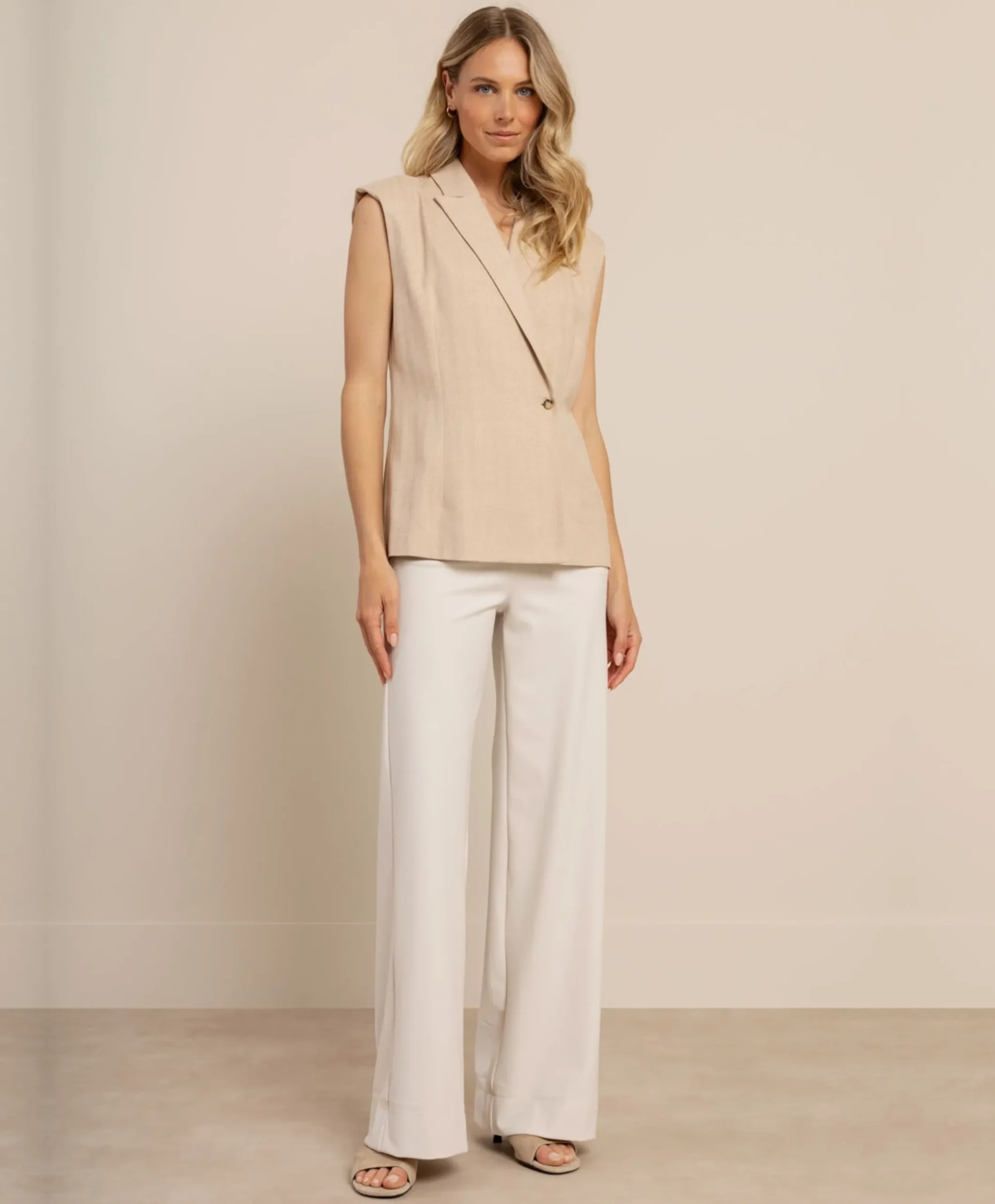 Dames gilet beige