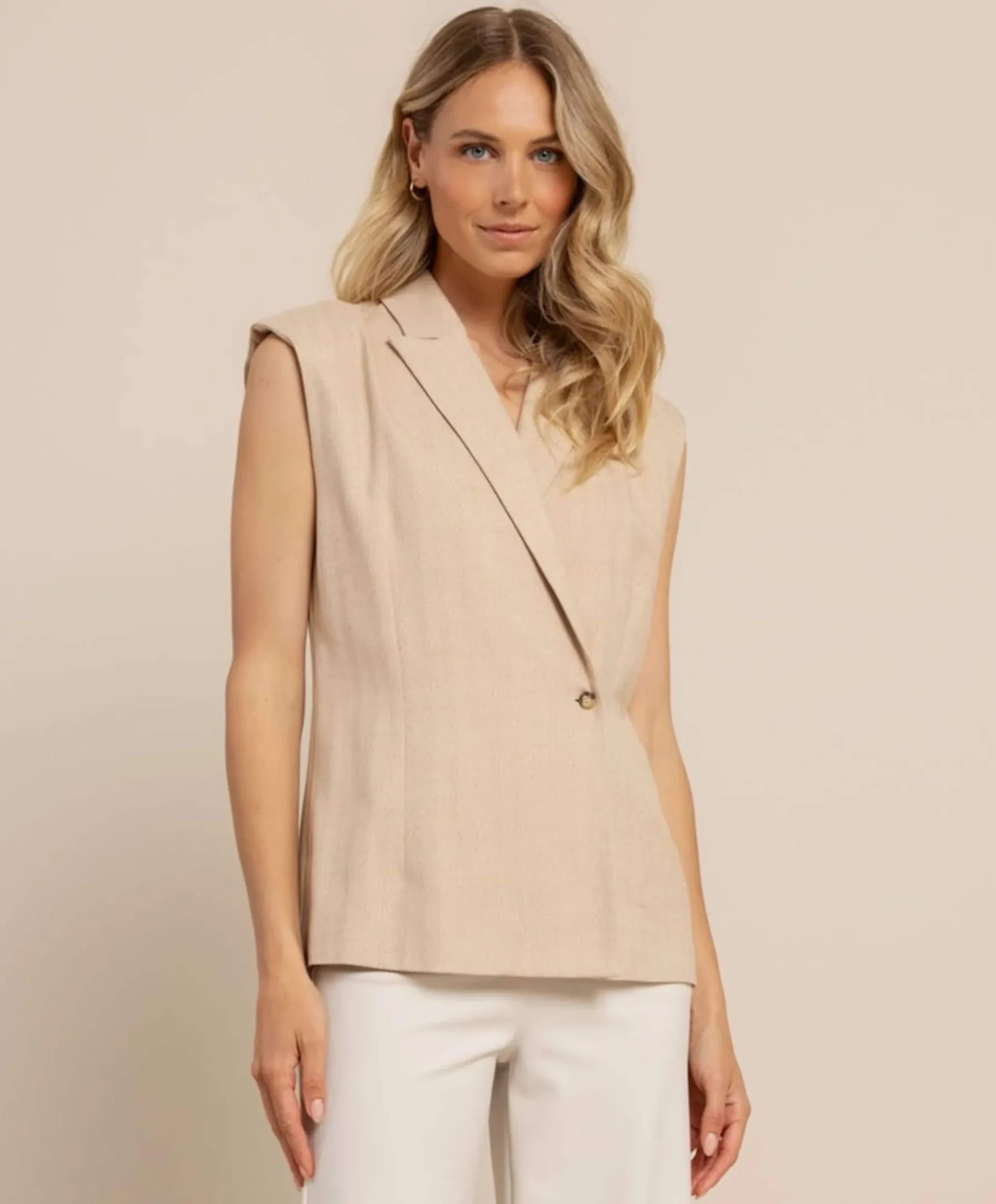 Dames gilet beige