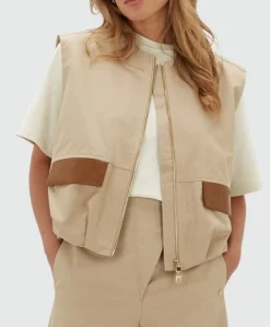 Dames gilet beige
