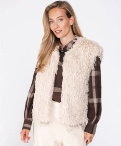 Dames gilet beige