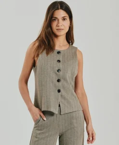 Dames gilet beige