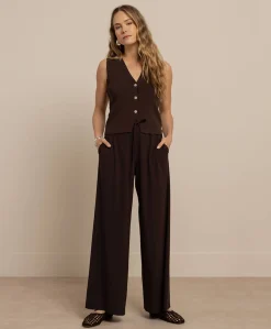 Dames gilet bruin