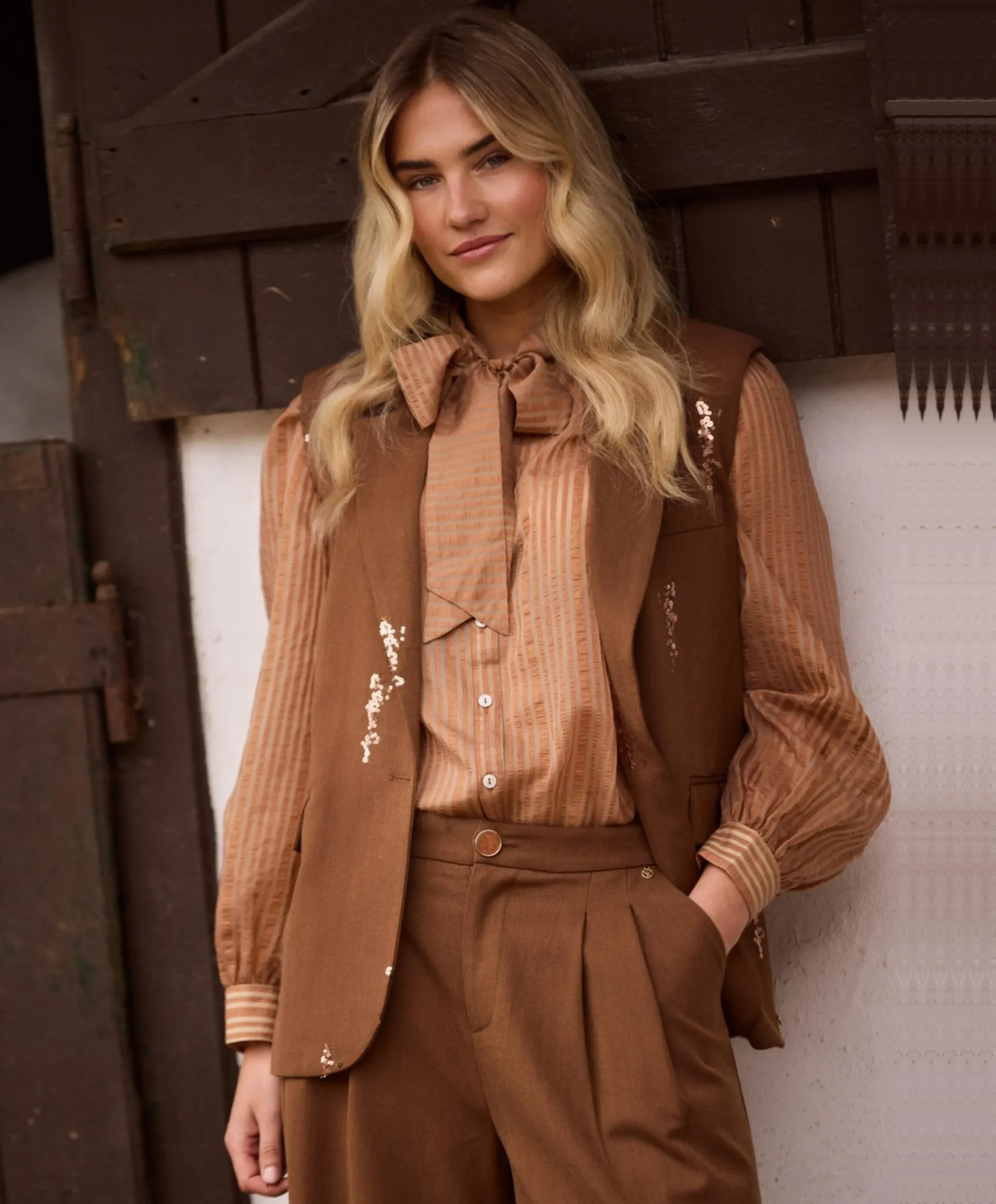 Dames gilet bruin