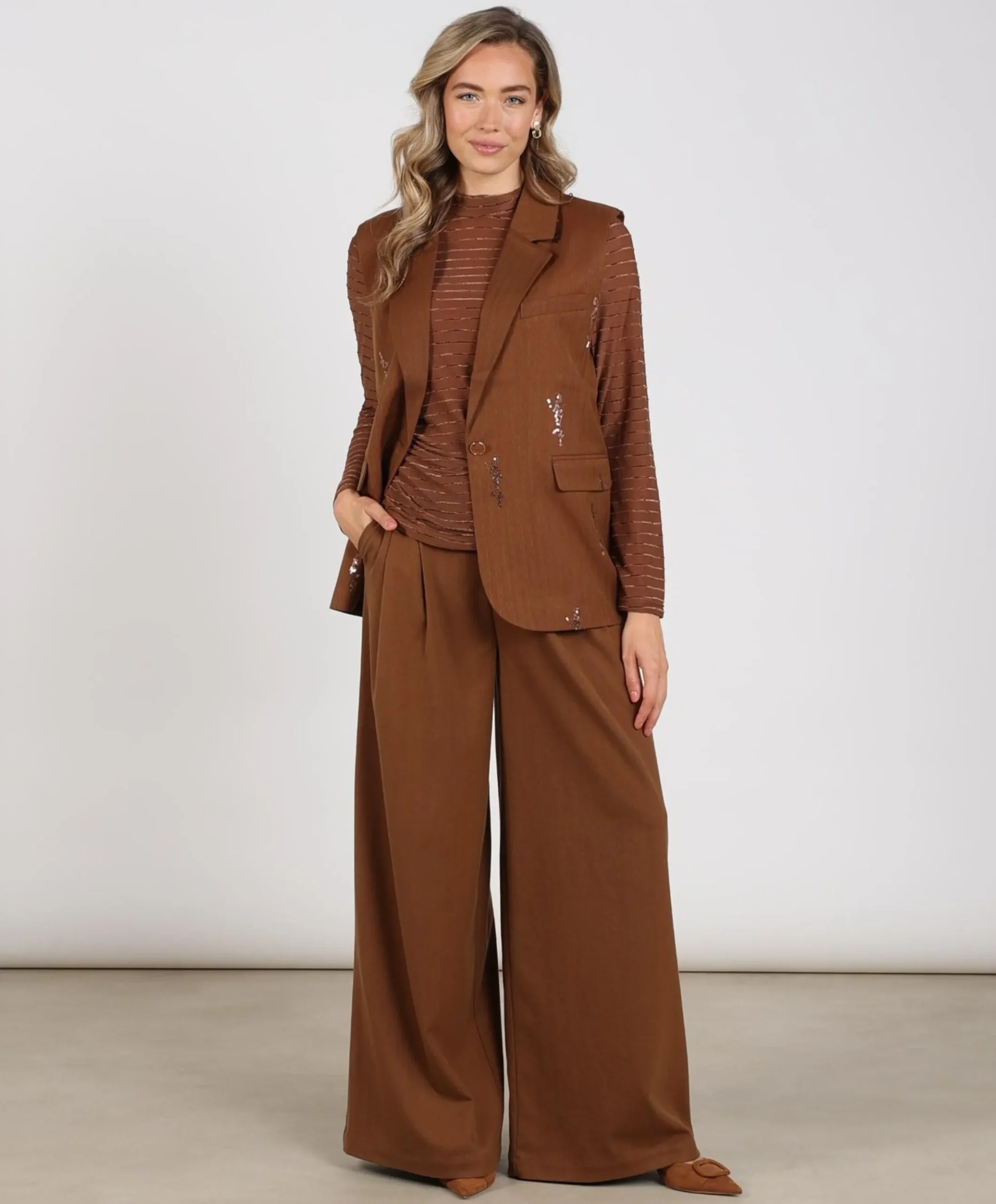 Dames gilet bruin