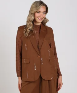 Dames gilet bruin