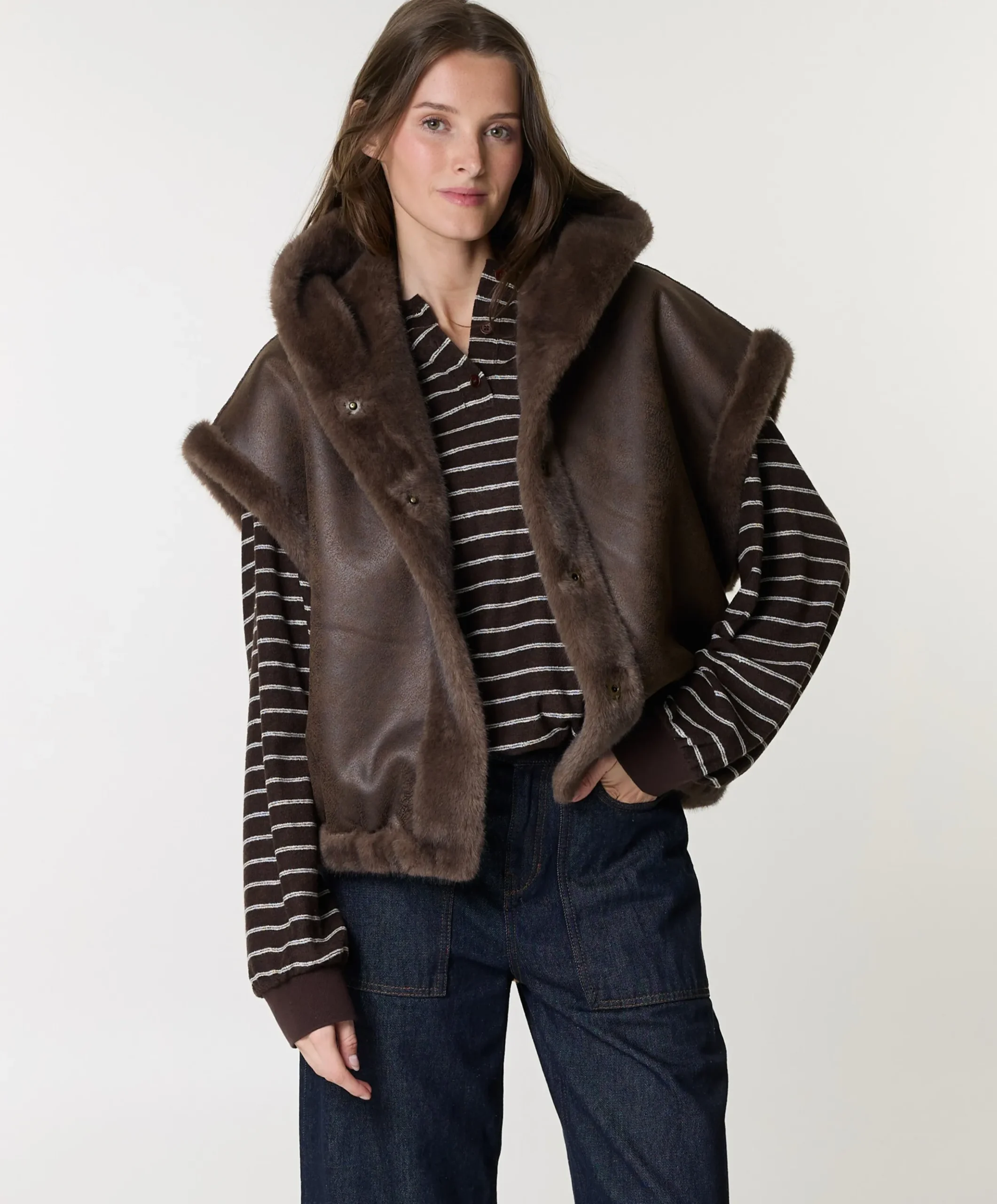 Dames jas bruin