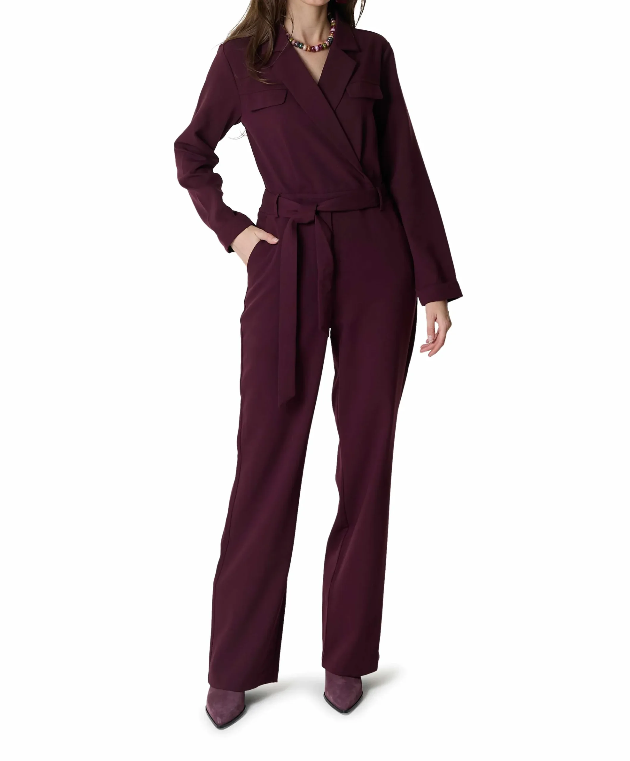 Dames jumpsuit bordeaux