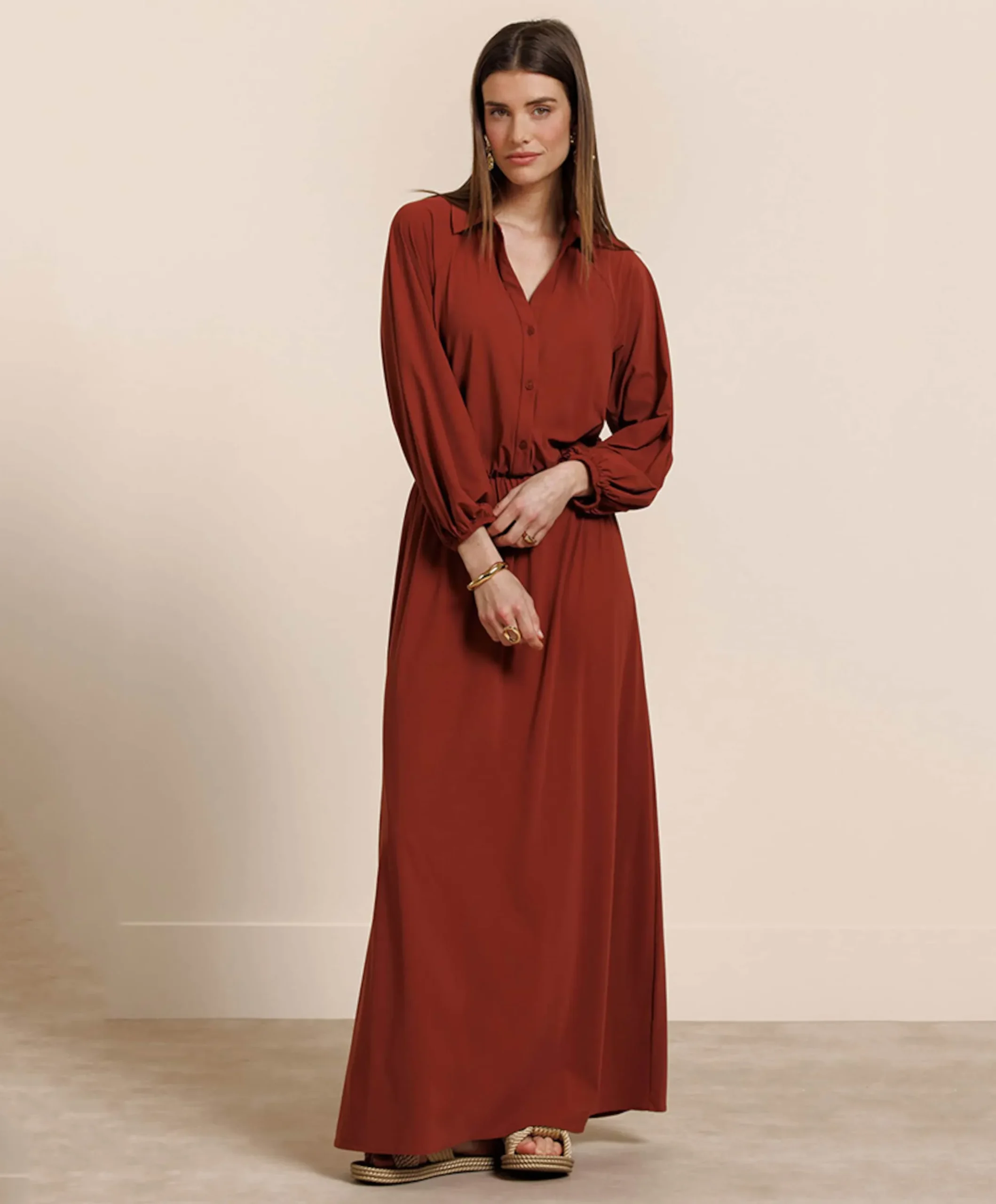 Dames jurk brique