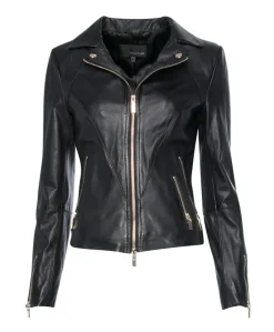 Dames leren jas zwart