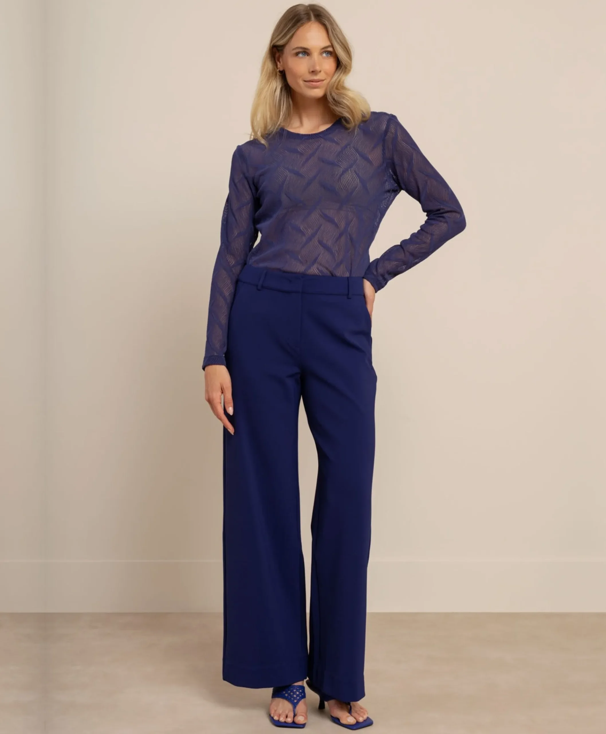 Dames longsleeve blauw